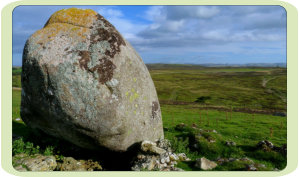 White Hag Thunder Stone is a glacial eratic boulder about 30 yds south of the Cairn circle